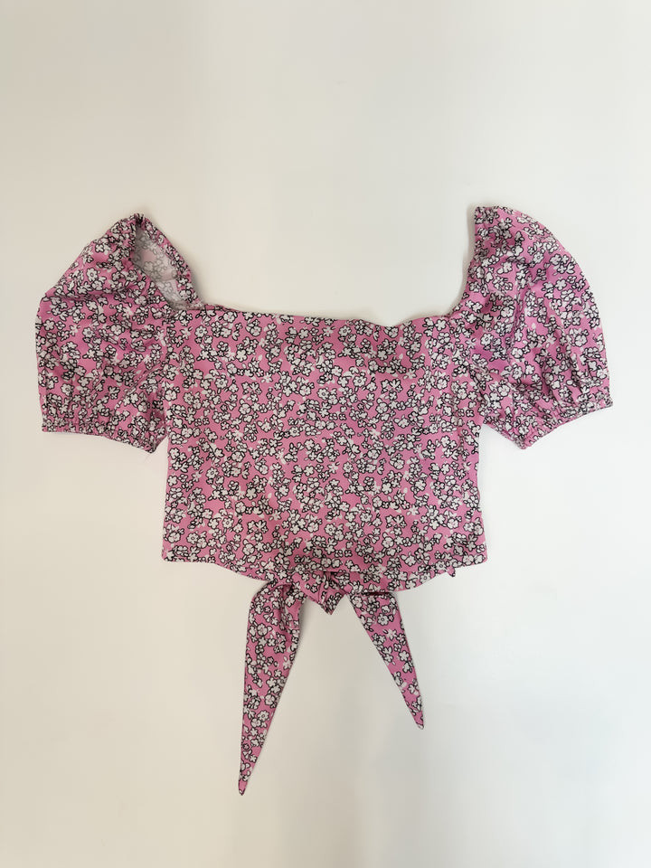 Noa Satin Ditsy Tie Back Top