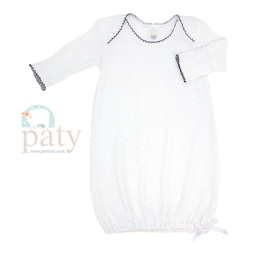 Paty Knit Overlap Shoulder Gown w/Bow