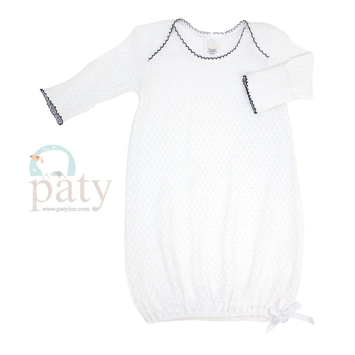 Paty Knit Overlap Shoulder Gown w/Bow