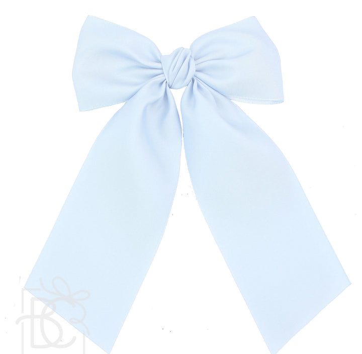 Opaque Satin Bow w/Euro Knot & Tails On Alligator Clip