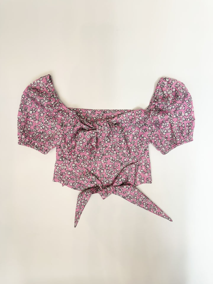 Noa Satin Ditsy Tie Back Top