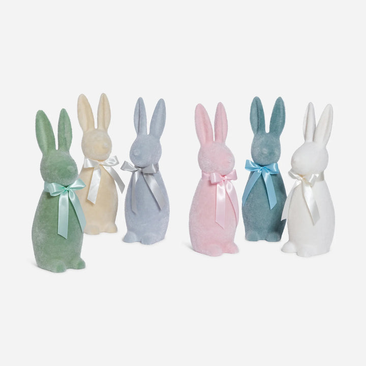 Flocked Button Nose Bunny Pastel