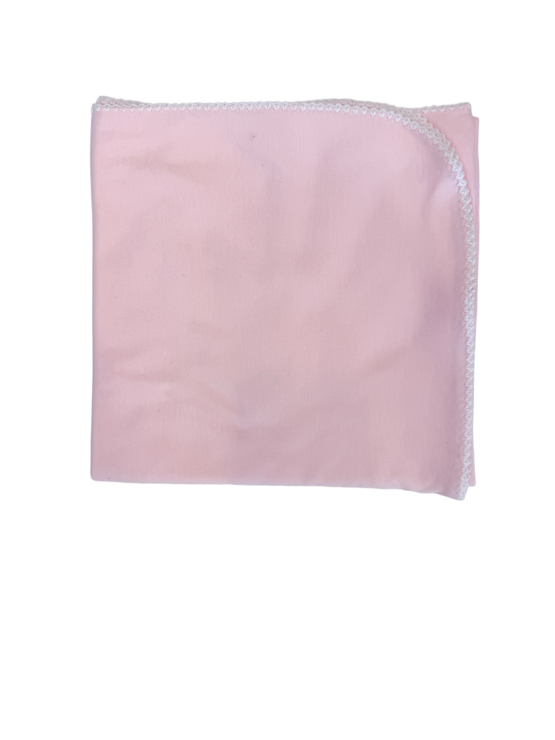 Knit Blanket w/White Crochet Trim