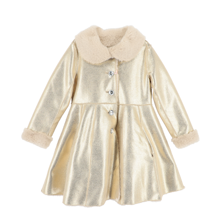 Dazzle Metallic Fur Long Coat