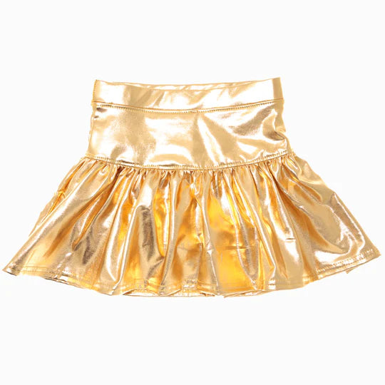 Silk Metallic Gathered Skort