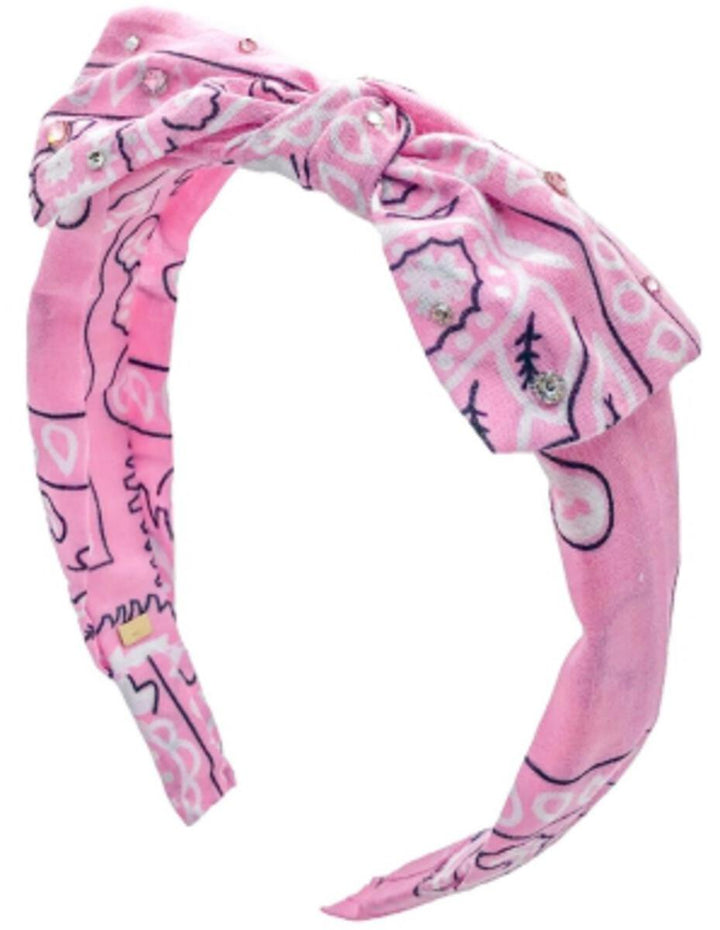 Bandana Bow Headband w/Stones