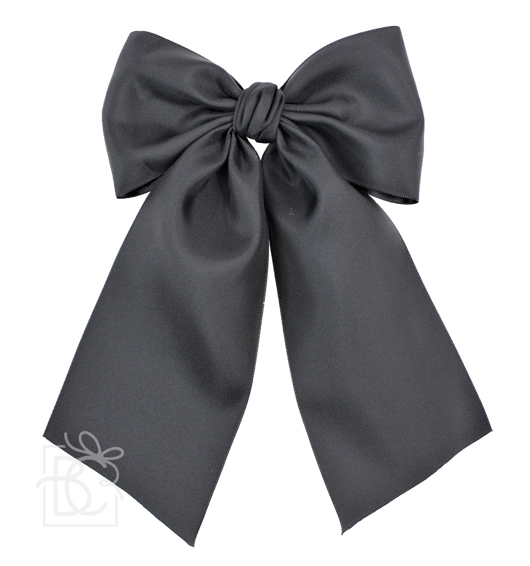 Opaque Satin Bow w/Euro Knot & Tails On Alligator Clip