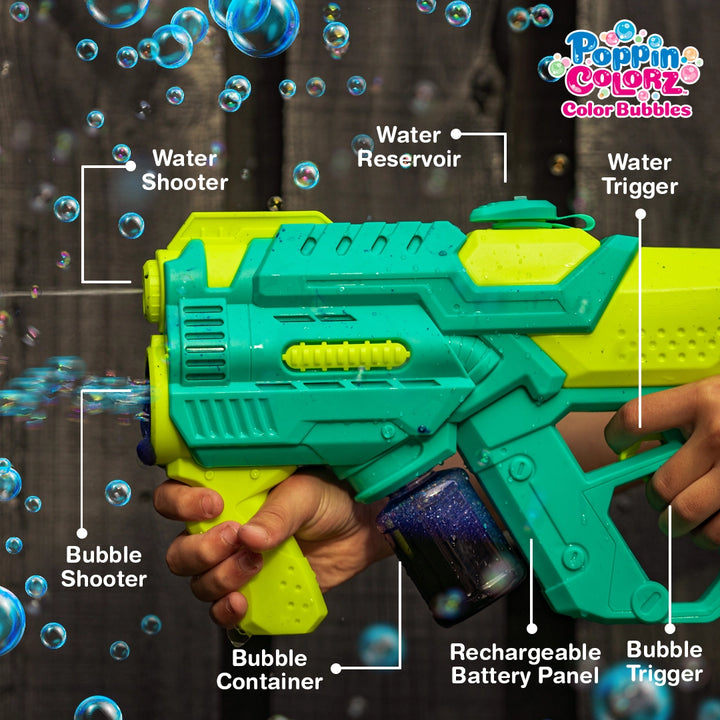 2-in-1 Water Gun & Color Bubble Blaster