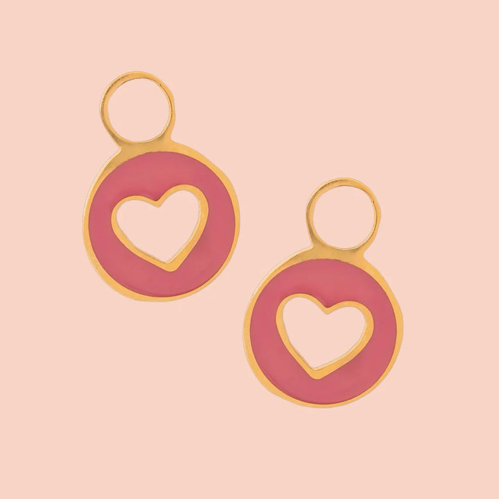 Heart Huggie Hoop Charms-Reversible