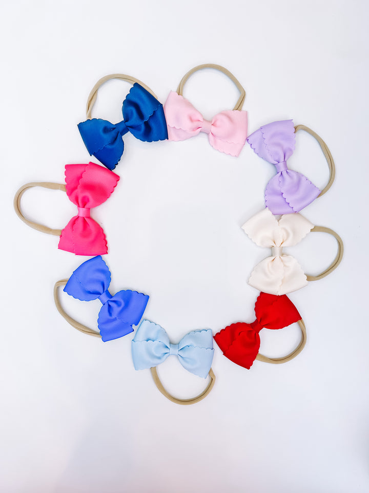 Scalloped Baby Lottie Headband/Bow Set