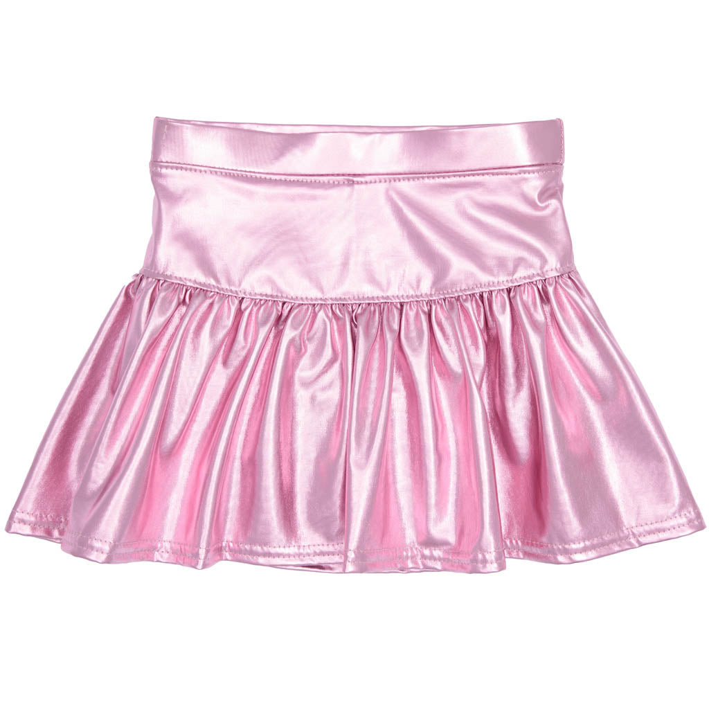 Silk Metallic Gathered Skort