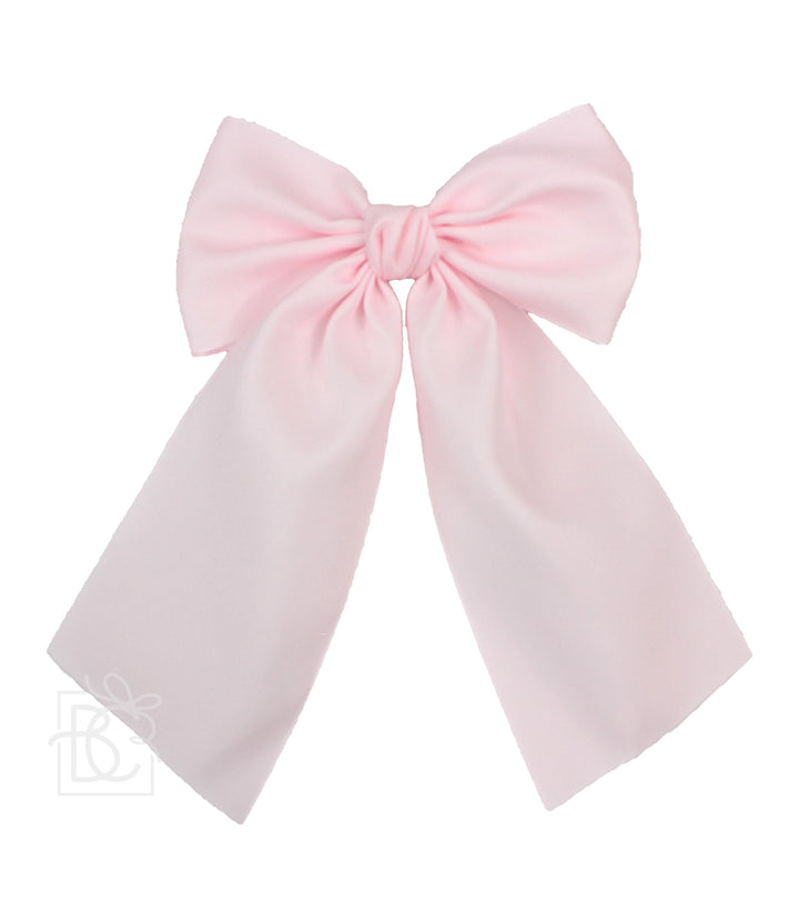 Opaque Satin Bow w/Euro Knot & Tails On Alligator Clip