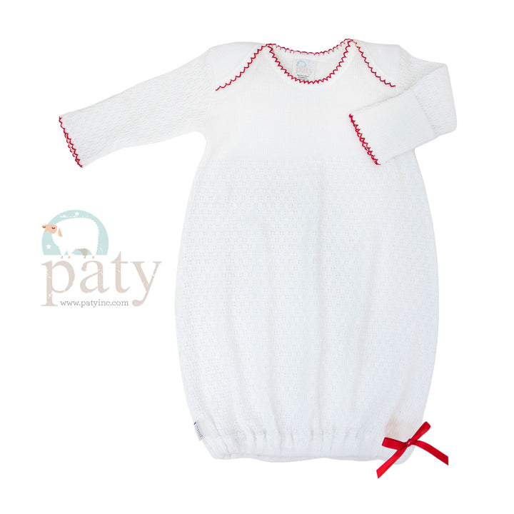 Paty Knit Overlap Shoulder Gown w/Bow