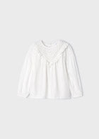Ruffle Neck Peasant Sleeve Blouse