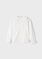 Poplin Ruffle Neck Blouse