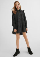 Ruffle Sleeve Denim Dress