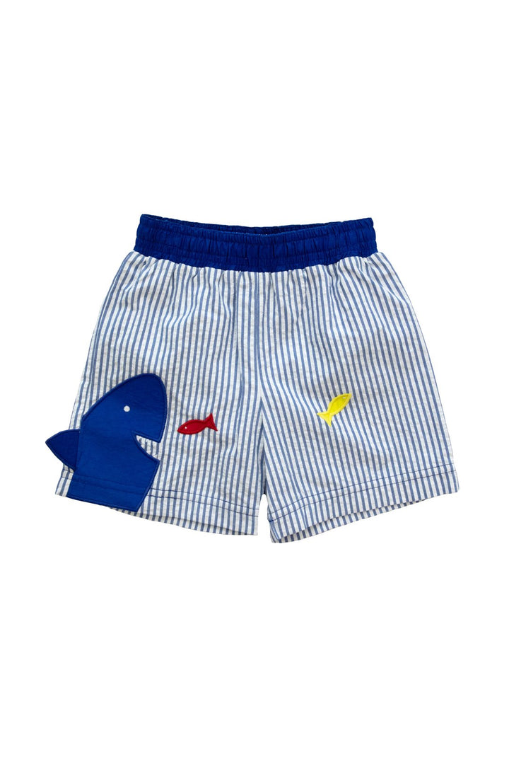 Seersucker Swim Trunk w/ Shark