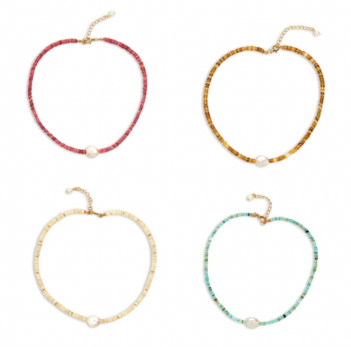 Bead and Genuine Pearl Necklace