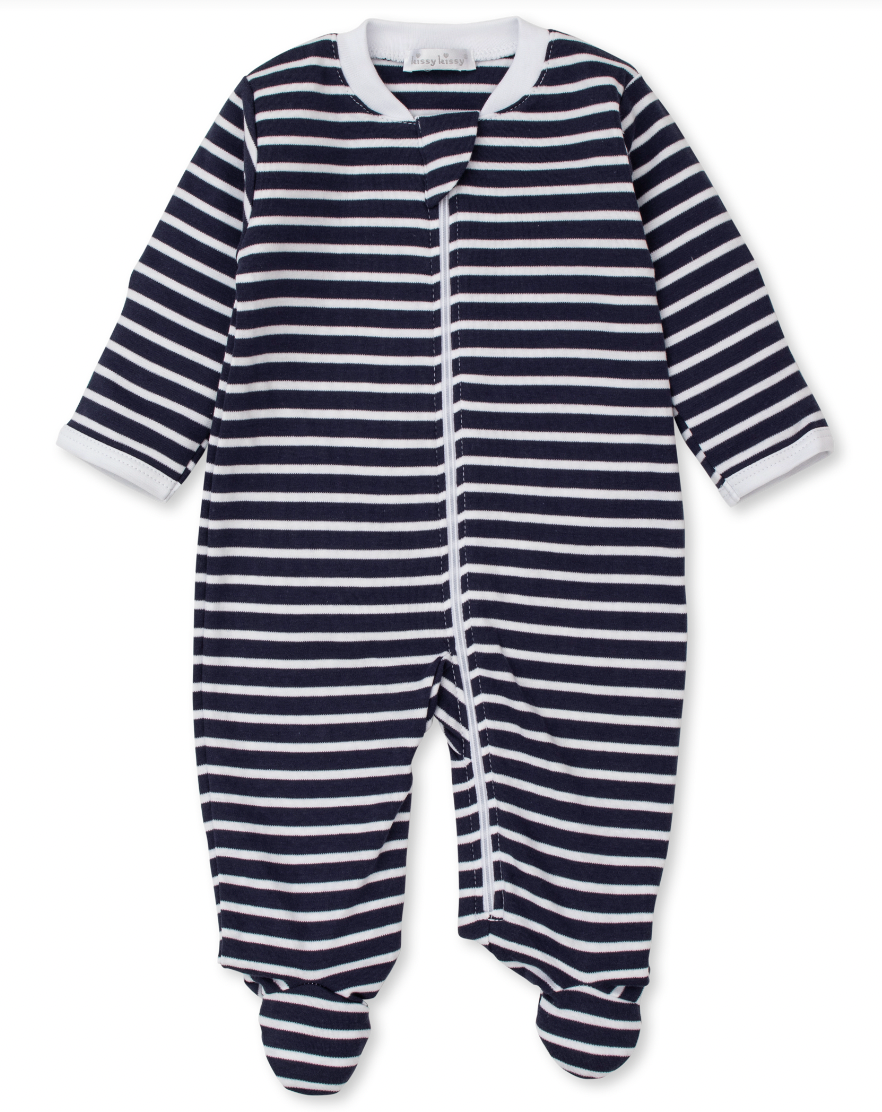 PJs Team Stripes Footie w/Zip