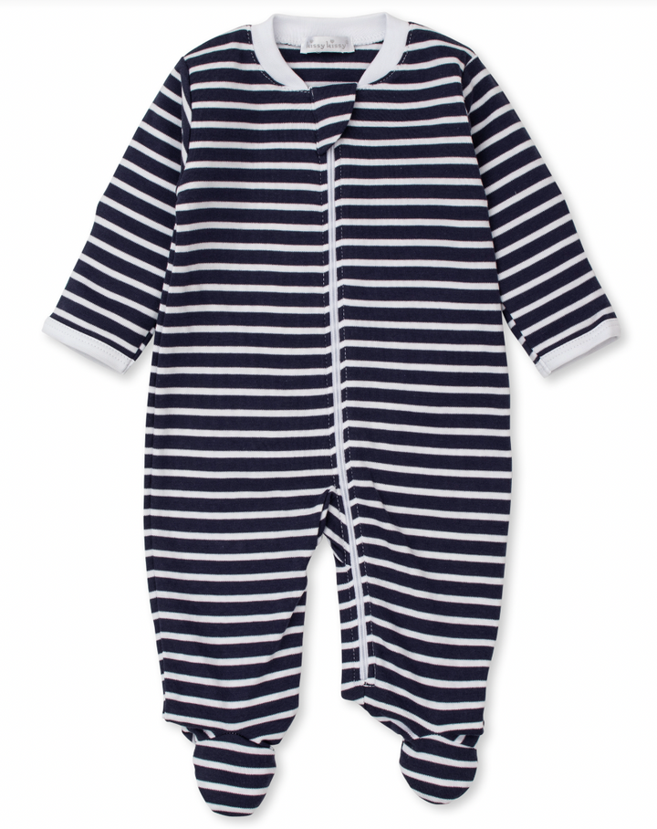 PJs Team Stripes Footie w/Zip