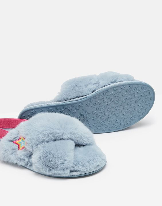 Faux Fur Cross Strap Slipper