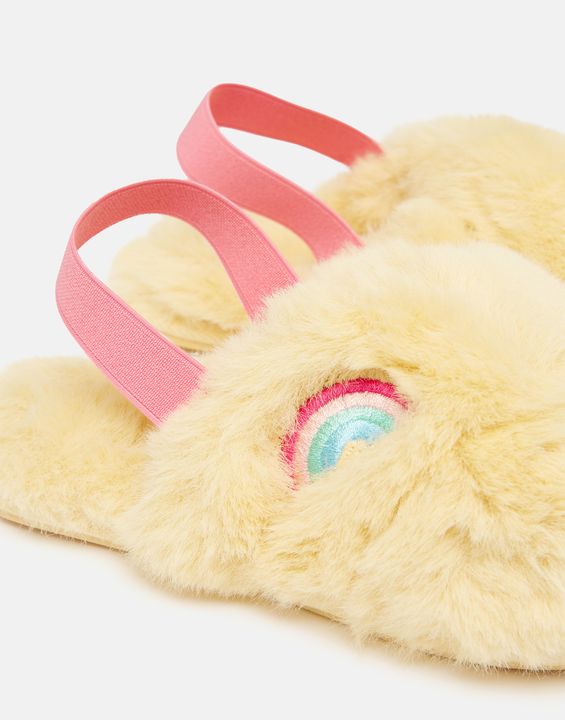 Faux Fur Cross Strap Slipper