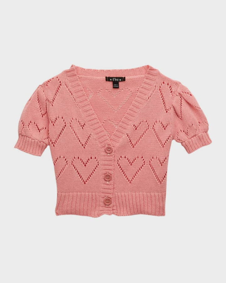 Orange Heart Knit Sweater